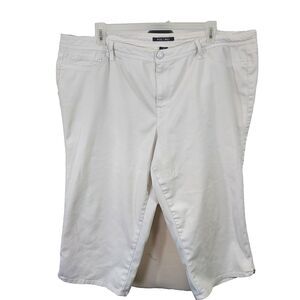 Roz & Ali Capri Crop Pants Womens Size 22 Stretch White Zipper Casual 47x20